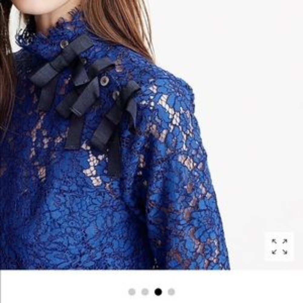 J.Crew Lace MockNeck Top Blue (Size 4) - Picture 2 of 2